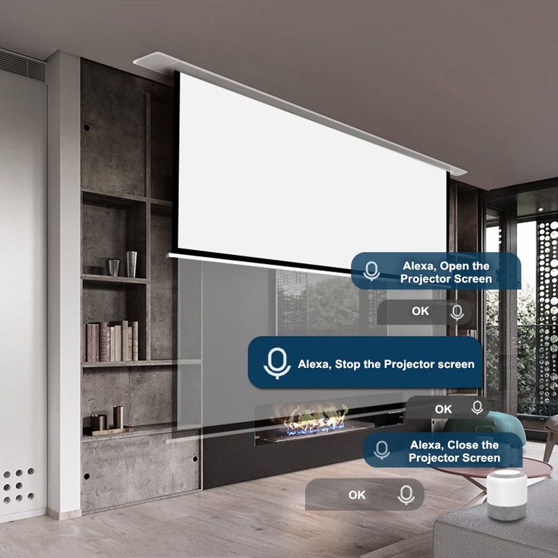 2021 In Ceiling Screen Motorized Aluminum Casing Casing Hidden In