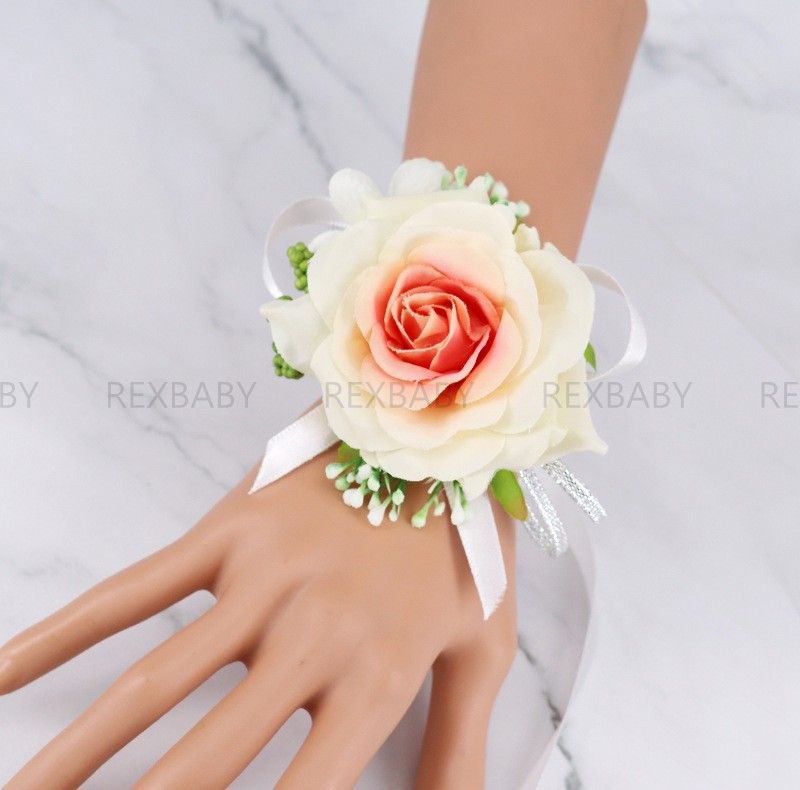 Fleur Rose Poignet Corsage Bracelet mariage bal Parti mariée demoiselle d'honneur décoration 
