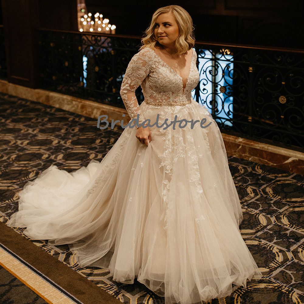 Elegant Boho Long Sleeve Wedding Dress 