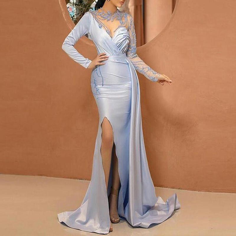 light blue evening gown with sleeves light blue evening gown with sleeves