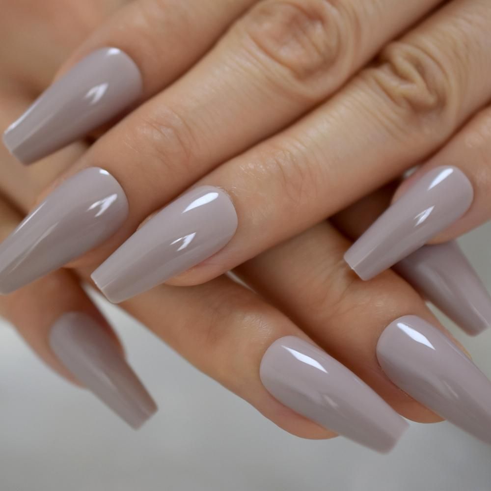 rive ned Resonate Minde om Tapered Ballerina Shape Fake Nails Long Cream Taro Color Gel UV Square Tips  Reusable Designed Nail With Glue Sticker From Flowtoys_home, $1.21 |  DHgate.Com
