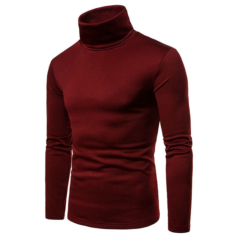 New Mens Large Thick Warm High Collar Long Sleeve T Shirt With From ...