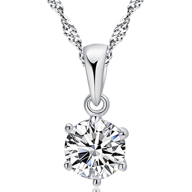 Bling Set de joyería cristal Collar plateado Plateado Pendientes de diamante Anillo Joyas de