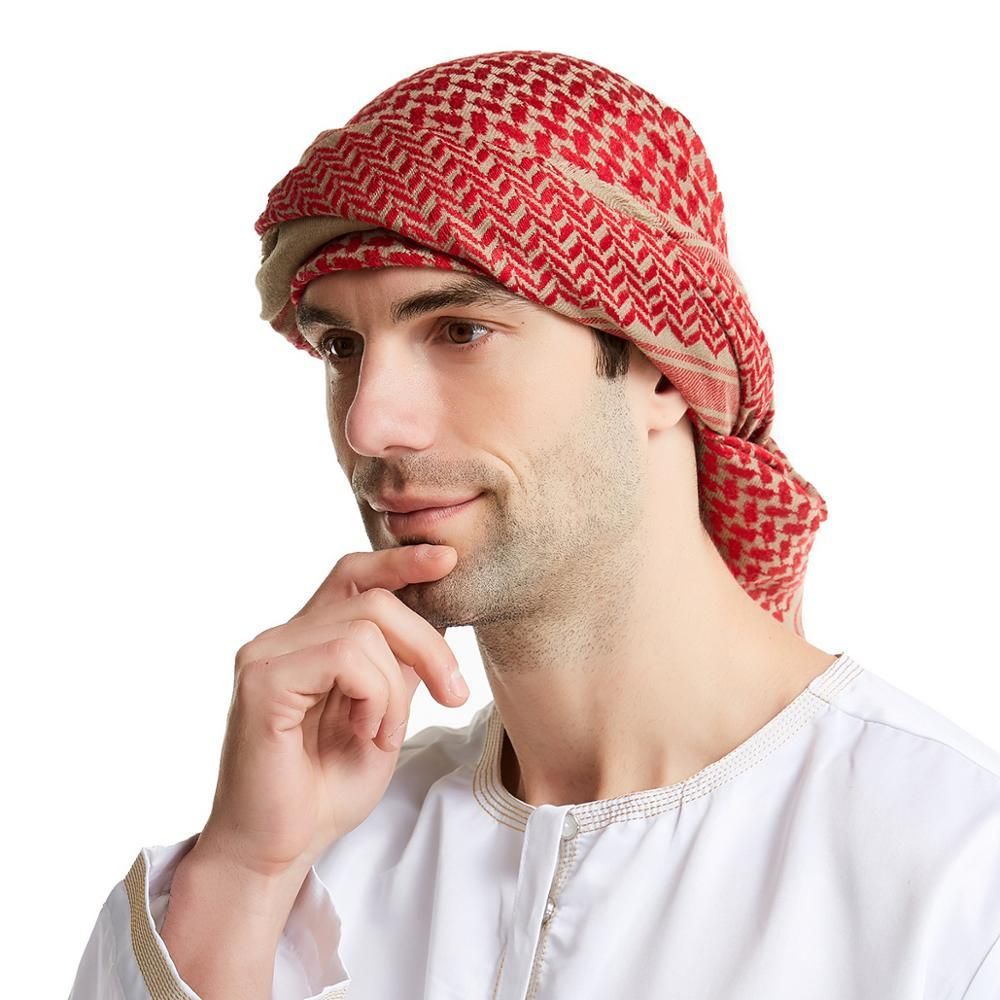 Funtery 4 Pcs Men Arab Head Scarf for Men with Lgal Aqel Rope Middle East  Desert Shemagh Wrap Arab Costume Turban Keffiyeh