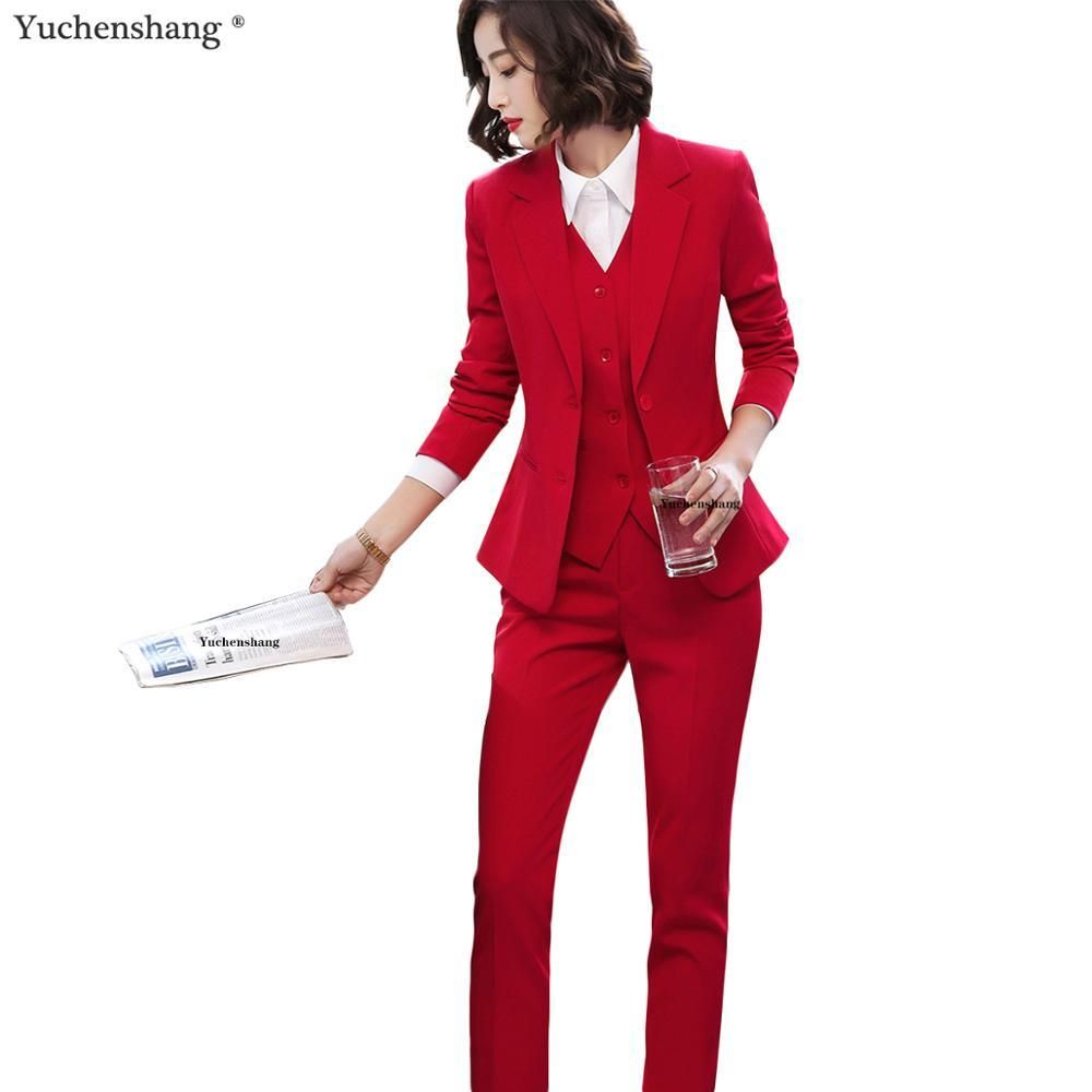 Compra 3 Piezas Conjunto Mujer Chaleco Blazer Chaqueta Y Pantalón Traje  Oficina Lady Formal Business Trabajo Carrera Carrera Ropa Ropa Red Negro  Uniforme S 5XL Barato | Entrega Rápida Y Calidad | Es.Dhgate