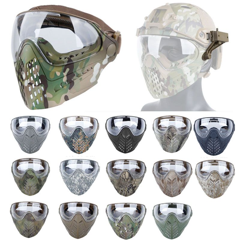 Sunnystacticalgear Outdoor Paintball Shooting Face Protection Gear Tactical Fast Helmet Wing Rail Side Rail Mount Helmet Goggles 