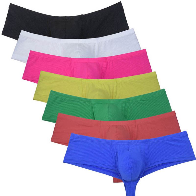 2020 Men Ice Silk Cheeky Bikini Boxer Underwear Hipster Trunks ...