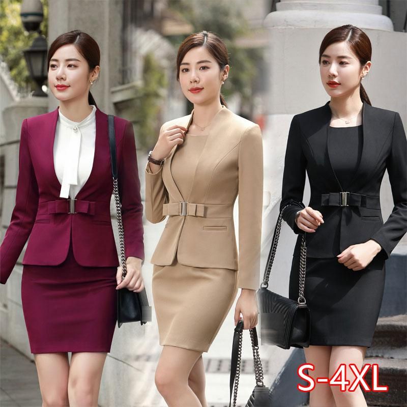 Compra Vestidos De Trabajo Vino Negro Albaricoque Femenino Elegante Mujer  Oficina Blazer Vestido Chaqueta Traje Mujer Ropa Ropa Vestidos Negocio  Negocio Barato | Entrega Rápida Y Calidad | Es.Dhgate