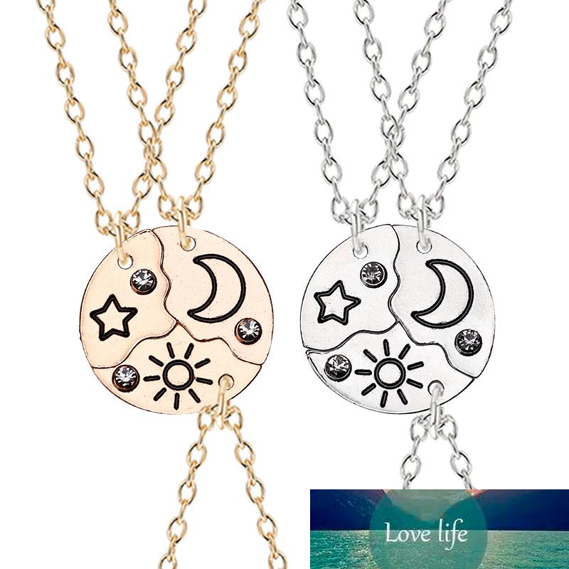 3 piezas Sol Sun Moon Colgante Colgante Collar Mejor amigo Bff Amistad Collar Joyería