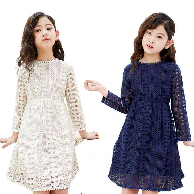 Vestidos blancos para niña Primavera / verano vestido de encaje de fiesta para niños ropa de manga Vestidos blancos para niña Primavera / verano vestido de encaje de fiesta para niños ropa de manga