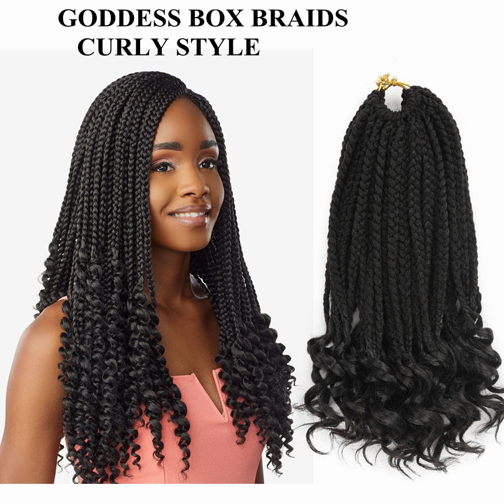 Goddess Box Braids With Curly Hair Synthetic Crochet Bohemian Hair Curly  Ends Box Braid 24inch Boho Braided Hair Extension