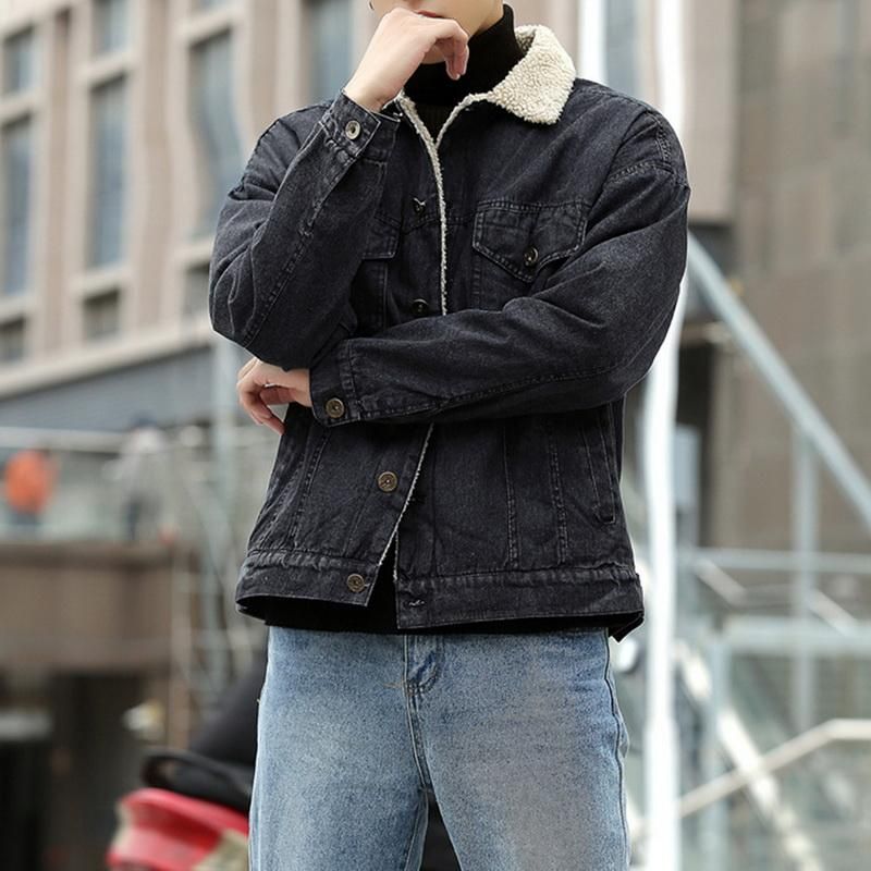 Vogue Fashion Winter Men Jacket And Coat Warm Fleece Denim Jacket