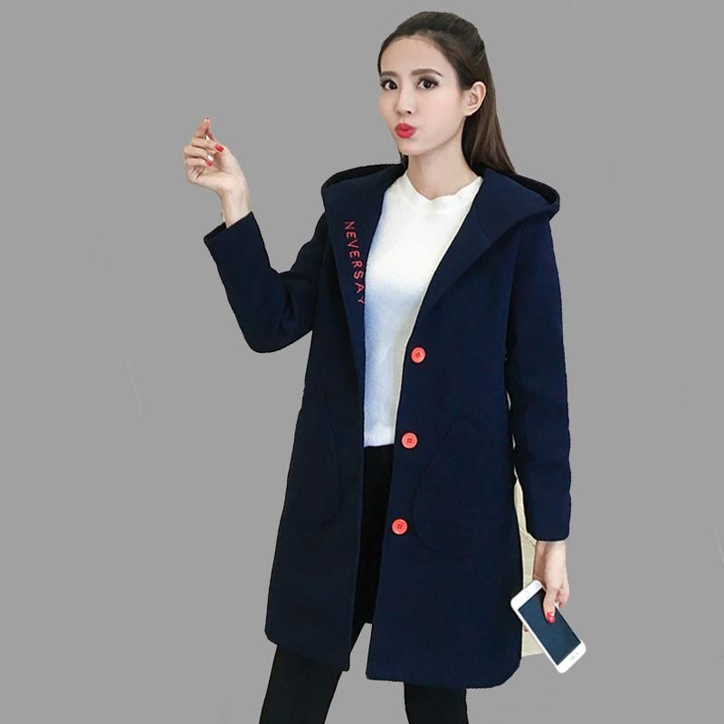 Abrigo de mujer Abrigo de otoño y lana de invierno Chaqueta con capucha engrosada Abrigo de mujer Abrigo de otoño y lana de invierno Chaqueta con capucha engrosada
