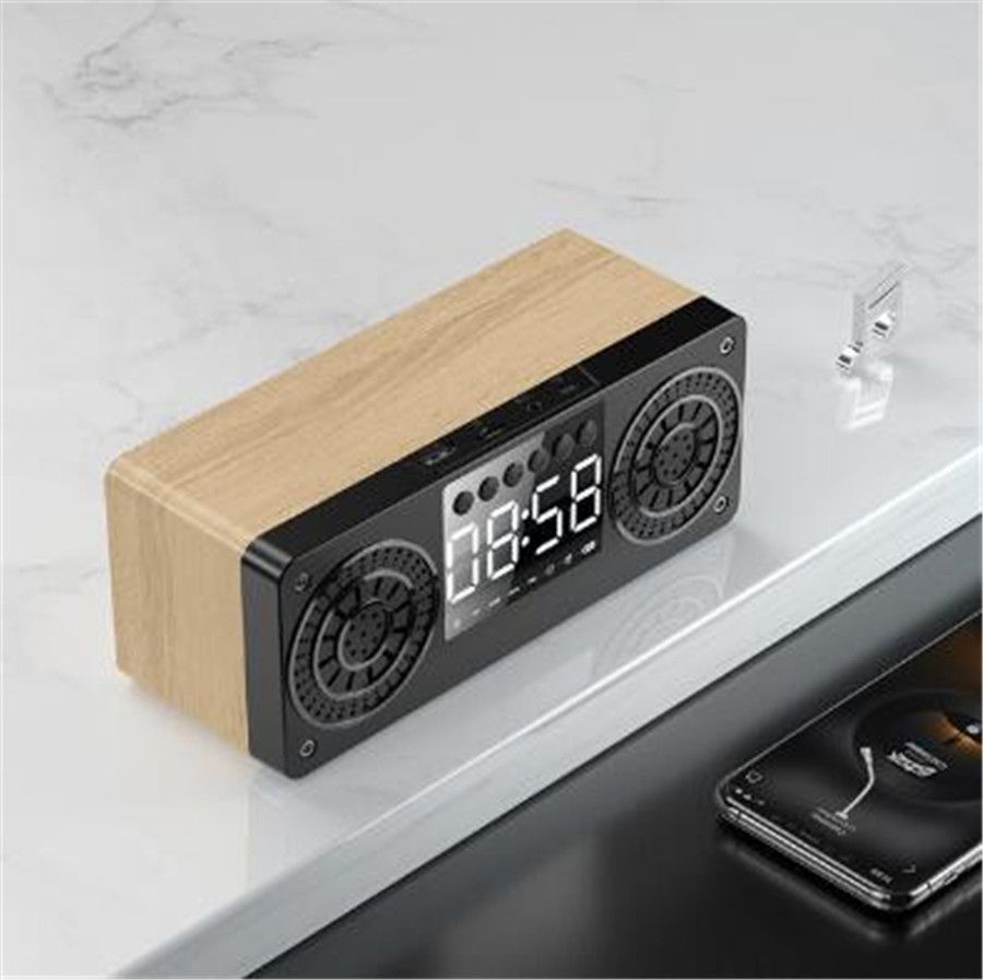 1xWireless Bluetooth Speaker Portable Mini Double Alarm Radio FM Clock HOT O8Q5 