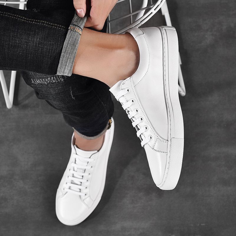 Habitat bijgeloof bevind zich Lederen witte herenschoenen Herfst Casual Koreaanse stijl Trend All-match  chic board schoenen heren casual trendy
