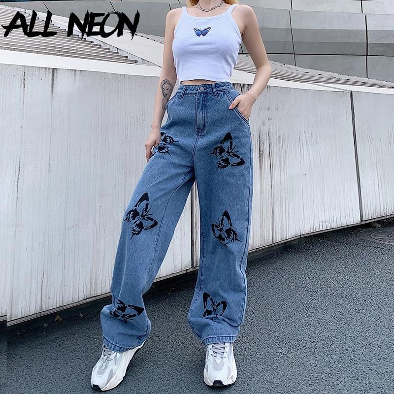 Womens Jeans ALLNeon E Girl Hip Hop 