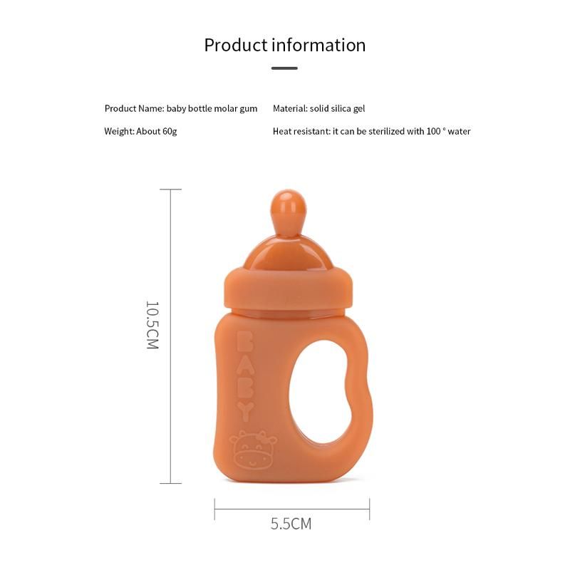 Pacifiers# Infant Cartoon Chewing Toy Baby Milk Bottle Shape Silicone Teether Storage Box Pacifiers# Infant Cartoon Chewing Toy Baby Milk Bottle Shape Silicone Teether Storage Box