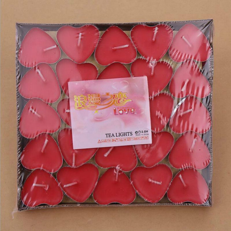 50pcs / box: Figura del cuore: rosso