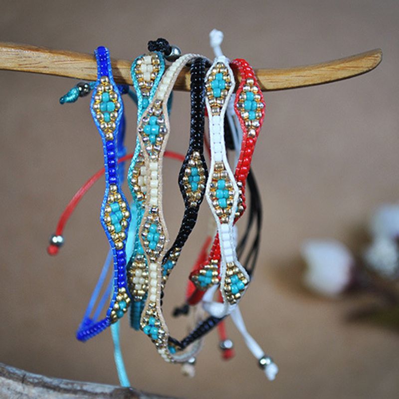 2021 Bohemian Retro Braided Bracelet Colorful Rice Bead Beaded Bracelet