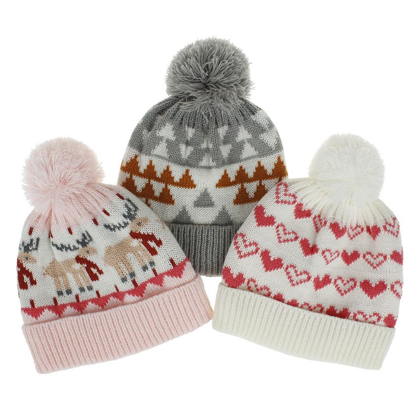 Tejer Warm Kid Crochet las gorritas Invierno elástico Caps Elk corazón Amor del dinosaurio Gorro de Tejer Warm Kid Crochet las gorritas Invierno elástico Caps Elk corazón Amor del dinosaurio Gorro de