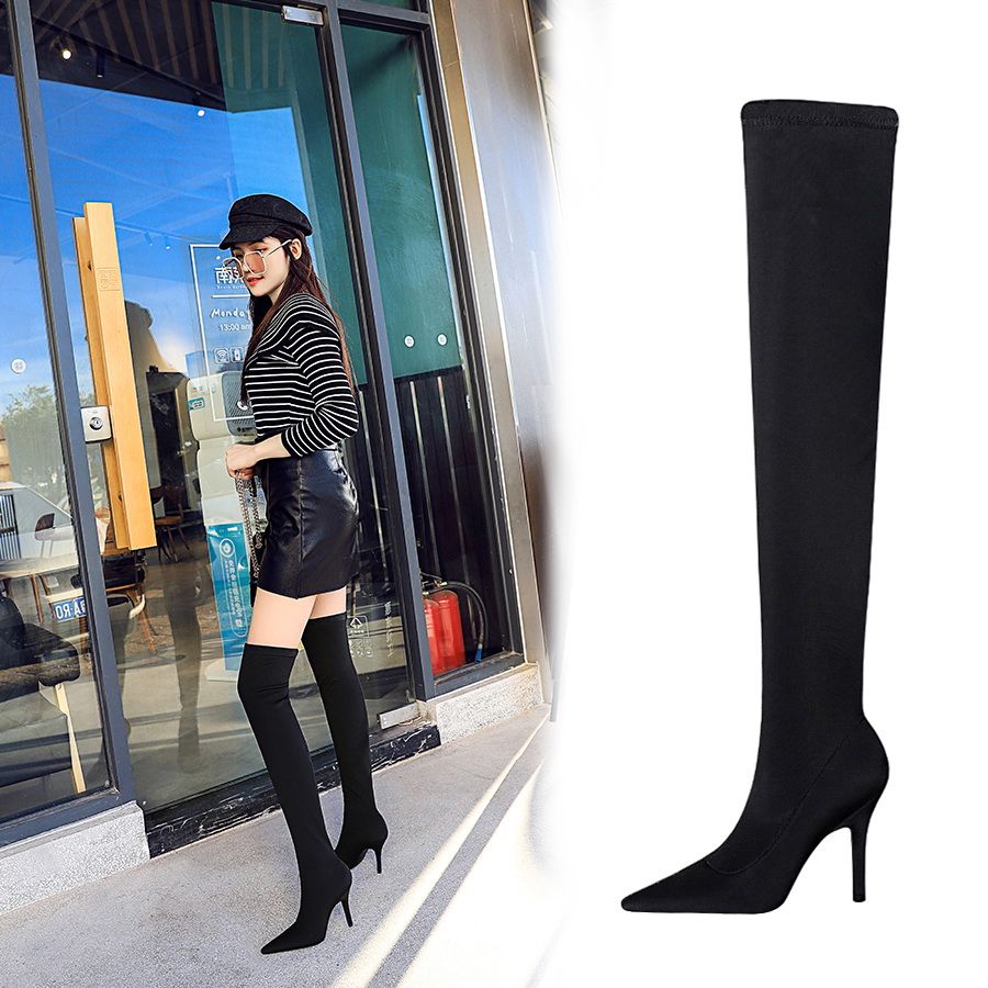 elastic thigh high boots