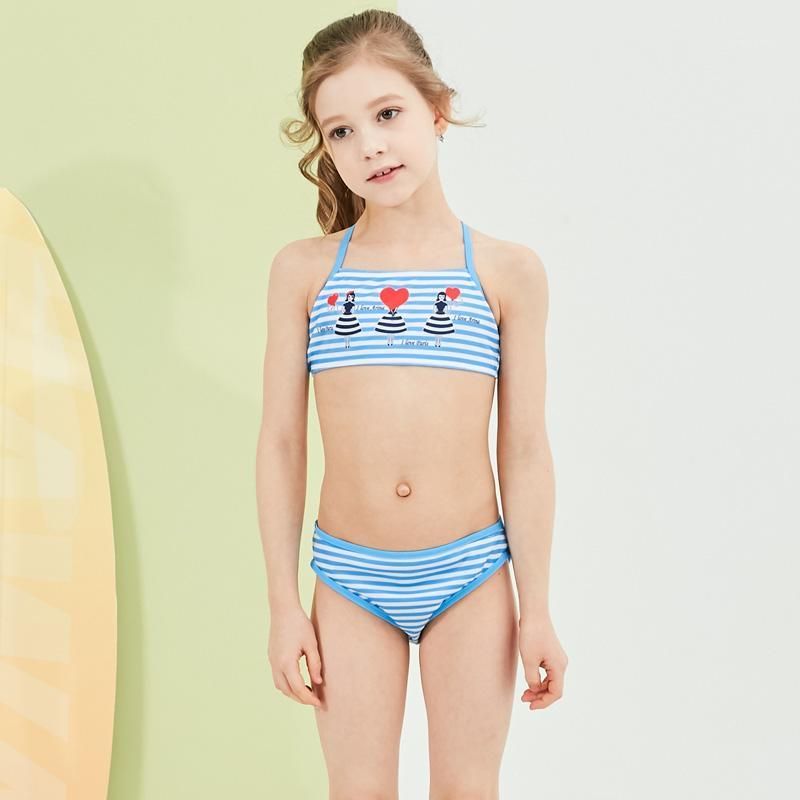 schetsen Sanders horizon Kinderbadkleding 2021 Baby Girl's badpak Kid Bikini Kinderen Mooie Strip  Top Halter voor Meisje Beachwear1