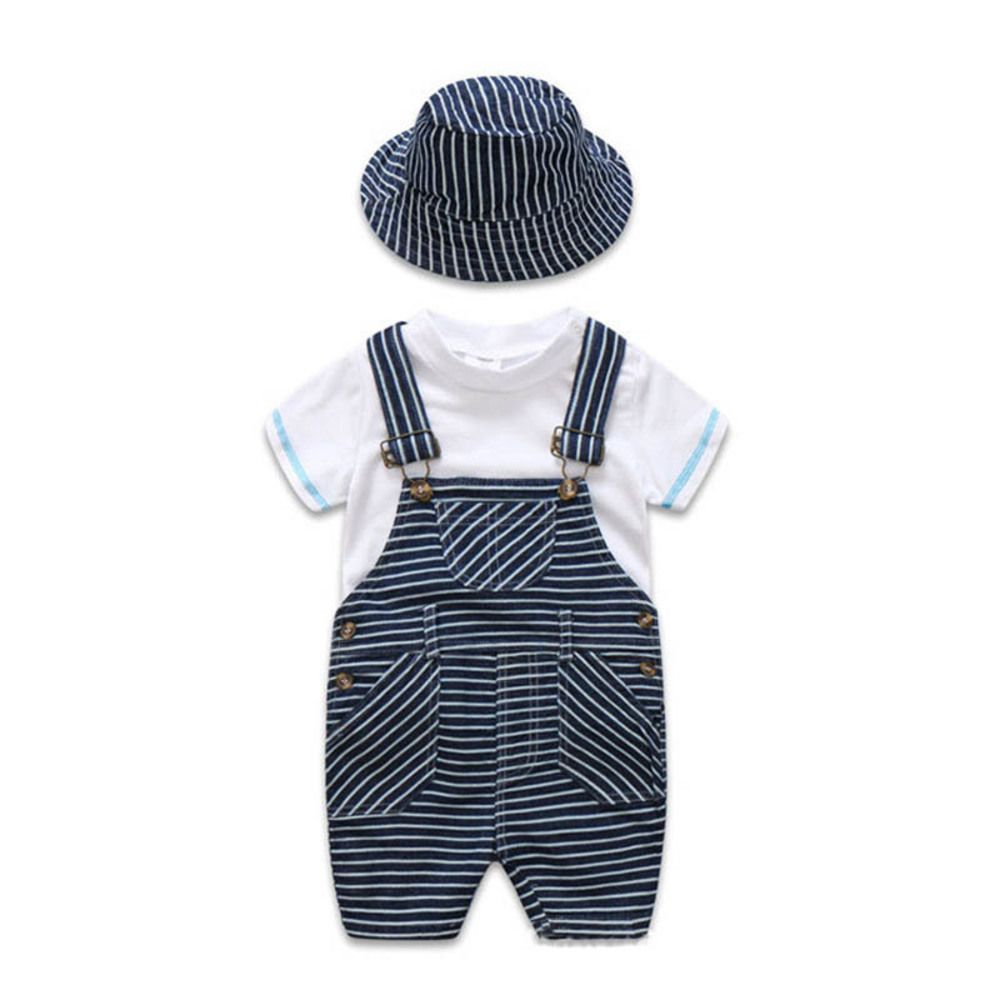 2021 Newborn Baby Summer Boy Clothes Infant Outfits Kids Clothes White T Shirt+Suspender