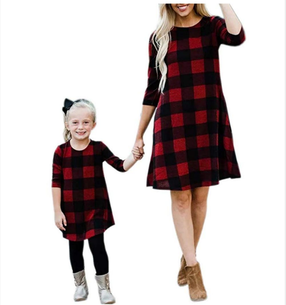 plaid mommy and me dresses