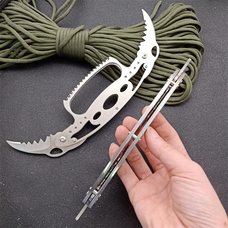 New Arrival Two Blades Claw Folding Knife 440C Satin Blade Stainless