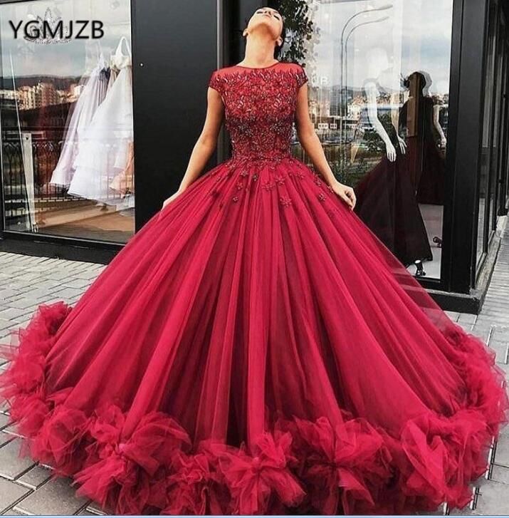 Luxury Puffy Ball Gown Prom Dresses For 