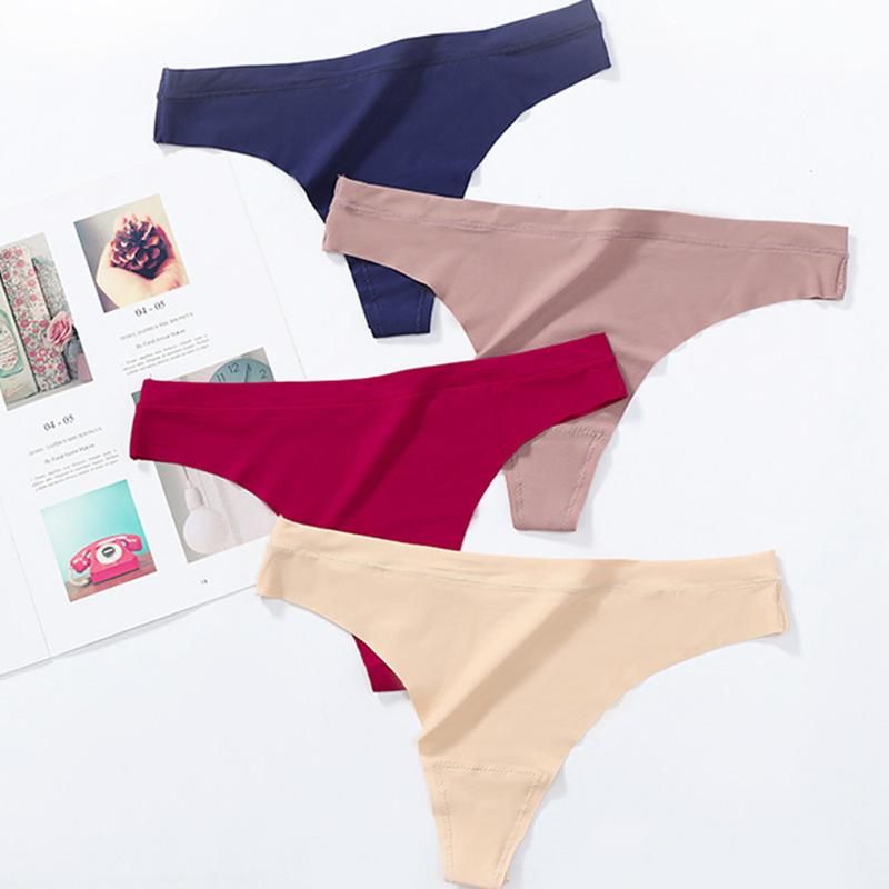 2021 Silk Sexy Women Thongs G String Seamless Panties Shorts Underwear ...