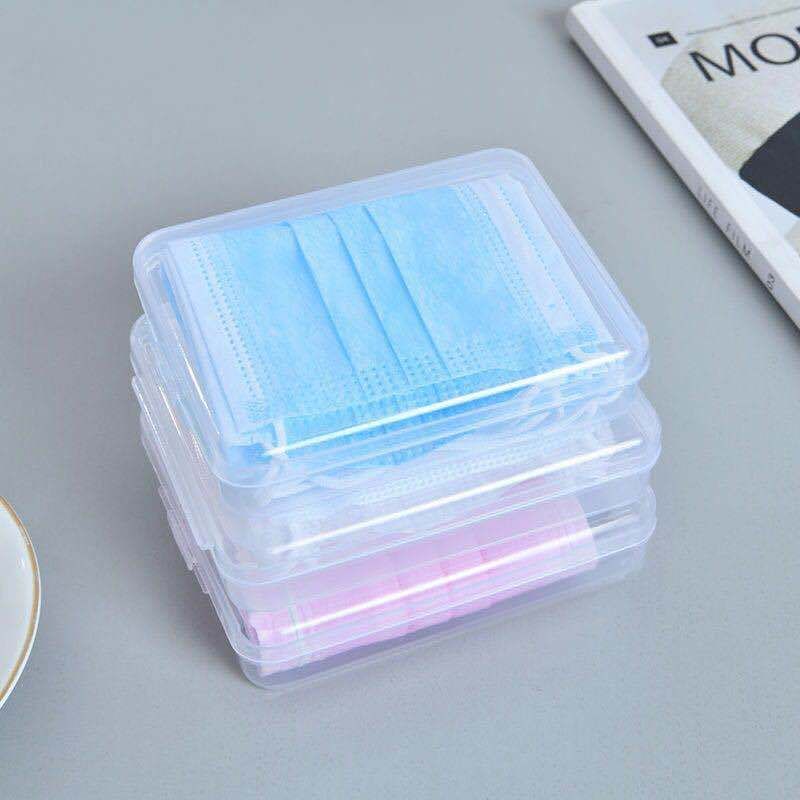 2021 Mini Clear Mask Storage Box Transparent Square Plastic Boxes For