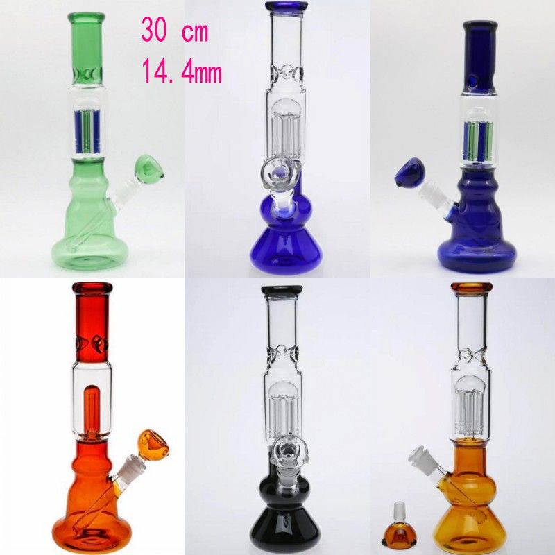 2021 Mixed Styles Stock 30cm Tall Glass Bongs Downstem And Bowl Joint