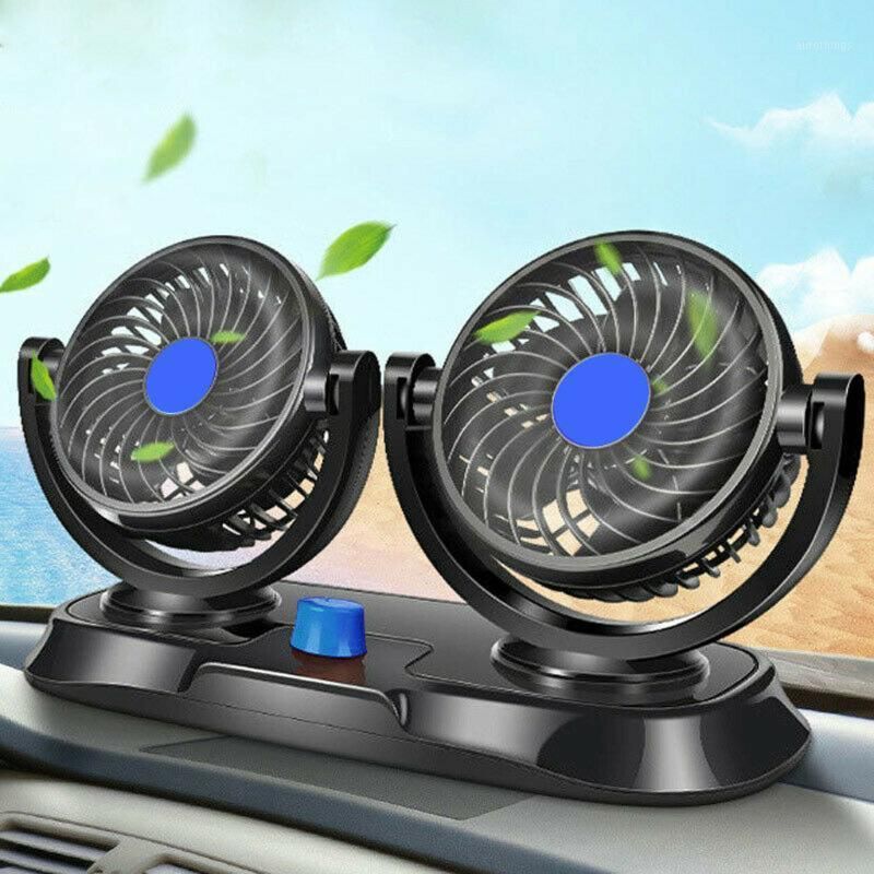 Ventiladores de automóviles Ventilador 12V Mini girando todo redondo Ajustable de doble cabezal