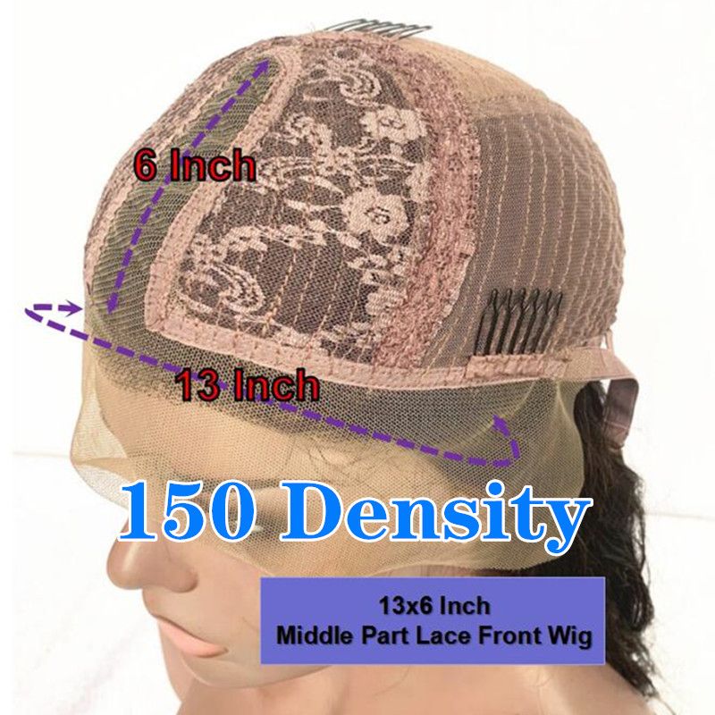 150 Dichtheid 13x6 Middle Part Pruik