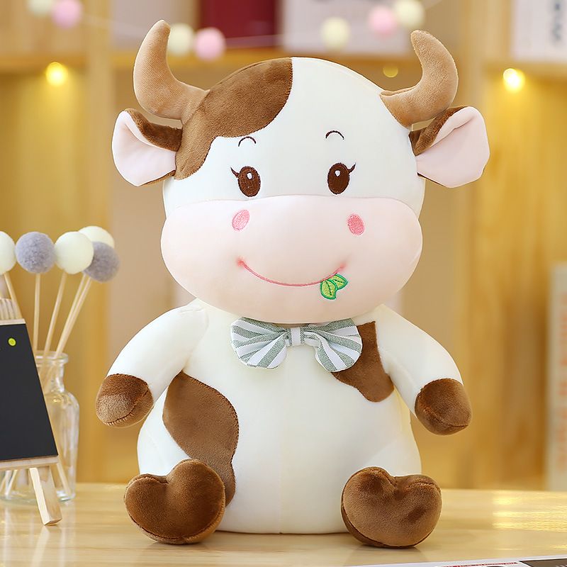 30cm Cartoon Soft Stuffed Animals Cow Toy Plush Doll Small Milk Cattle  Pillow Baby Sleeping Toy for Children Birthday Christmas Gifts