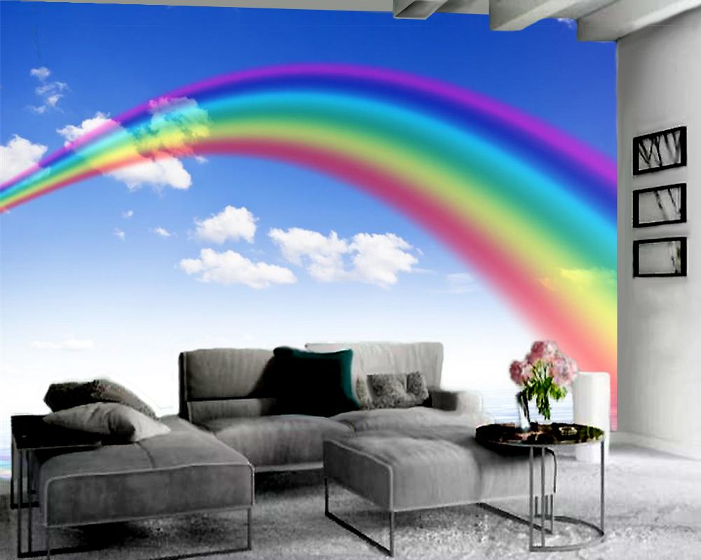 Custom Romantic Rainbow 3d Wallpaper Living Room Bedroom Beautiful Scenery Decoration Mural Wall Covering TV Background Custom Romantic Rainbow 3d Wallpaper Living Room Bedroom Beautiful Scenery Decoration Mural Wall Covering TV Background