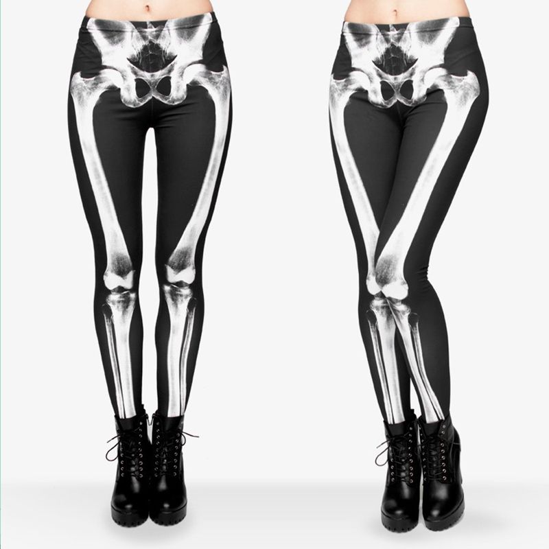 repetición ¿Cómo Foto Fccexio Nueva Marca 3D Impresos Retro Huesos Negros Esqueleto Sexy Mujeres  Casual Punk Rock Leggins Alto Cintura Pantalones Fitness Leggings 201203 De  11,98 € | DHgate