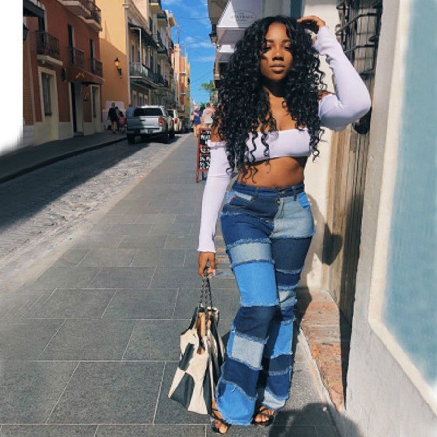Streetwear Jeans Womens Fashion Patch 