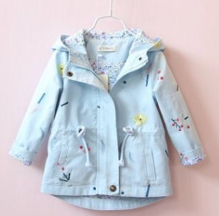 #1 flower embroidery girl hooded jacket