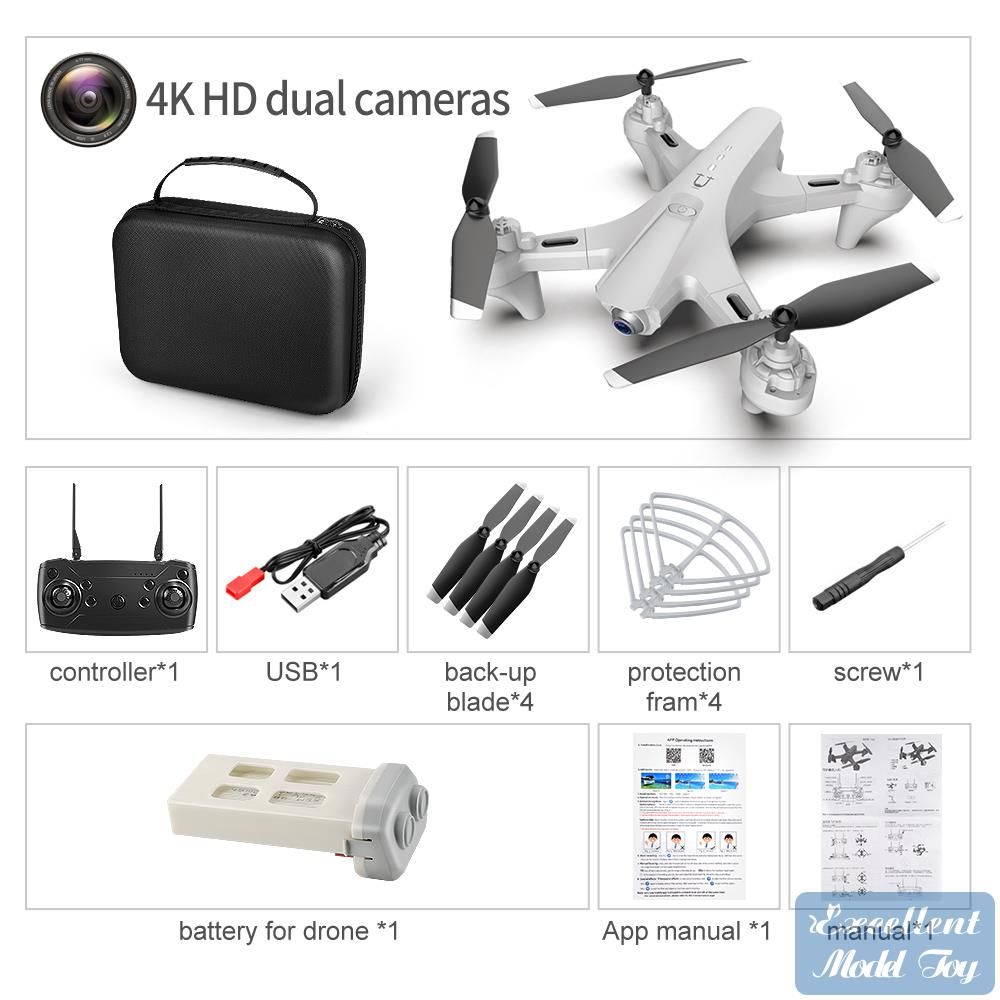 White 4K dual camera+portable bag