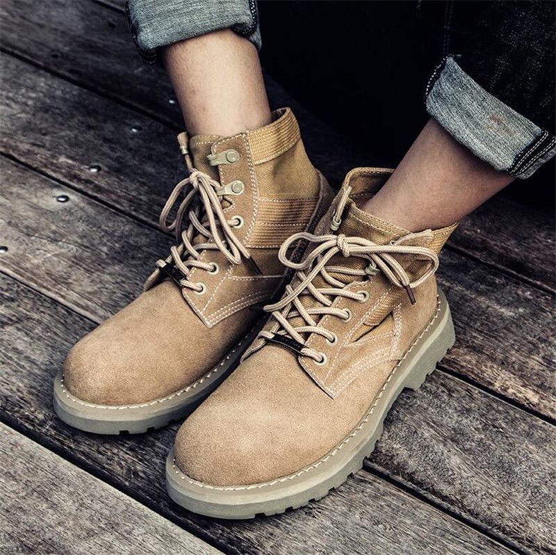 Warm Martin Boots Mens Tide Large Size War Wolf Desert Boots Plus