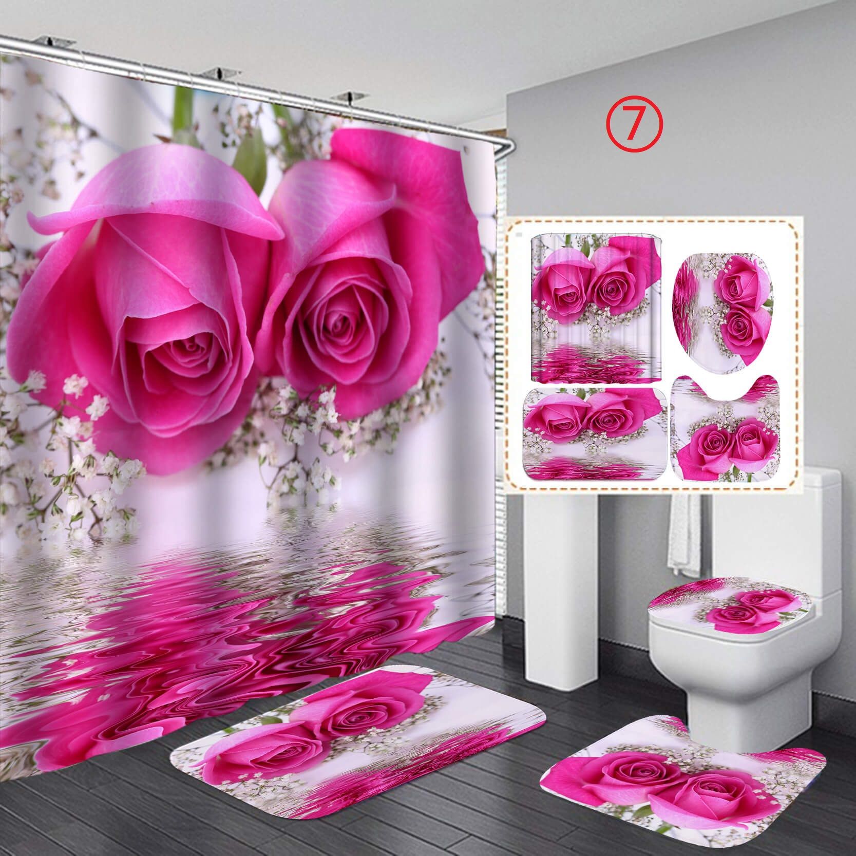 2021 Bathroom Sets Shower Curtain Set Curtain Mat Set Toilet Cover