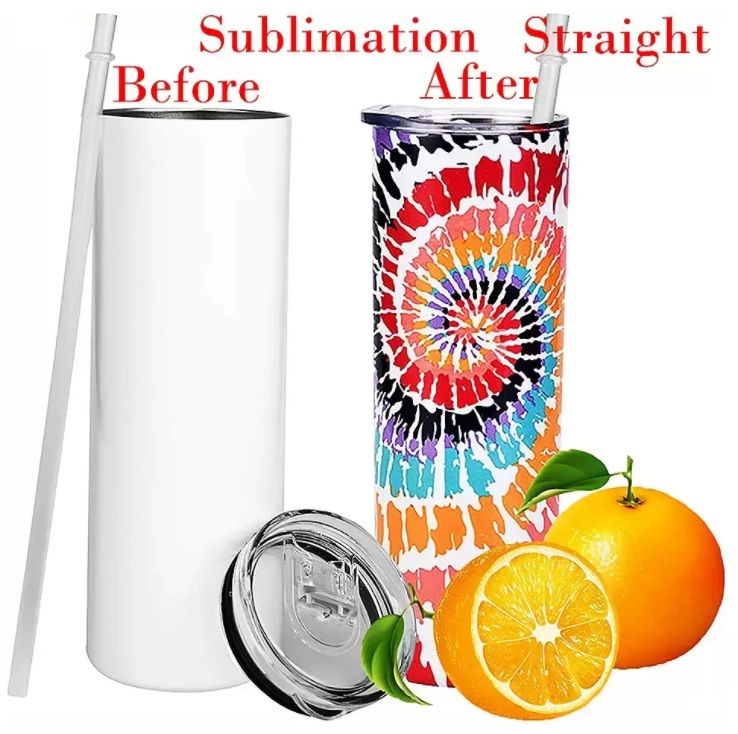 US Warehouse 20oz Sublimation STRAIGHT Tumbler Blank Stainless Steel Tumbler DIY Tapered Cups Vacuum Insulated Car Tumbler Coffee Mugs Christmas Favor