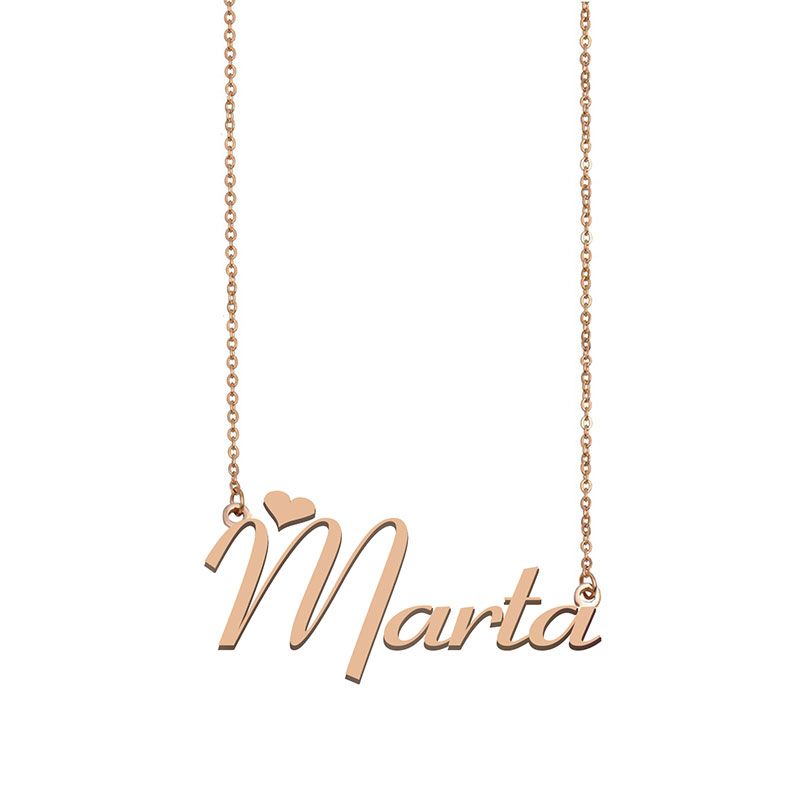 Marta Name Halskette Anhänger Benutzerdefinierte Personalisierte Für Frauen Mädchen Kinder Beste Freunde Mütter Geschenke 18 Karat vergoldetem Edelstahl