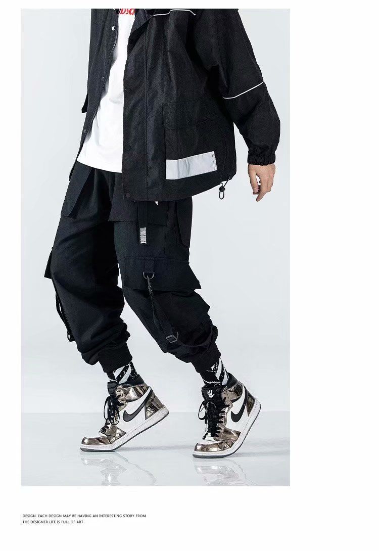 Unisex Jungkook Same Kpop Merch Clothes Hiphop Cool Drawstring Waist Flap  Pockets Straps Embellished Cuffed Ankle Cargo Pants
