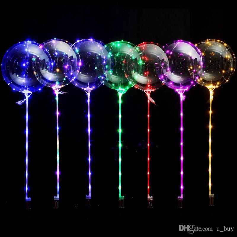 Led Light BOBO Balloon With Stick Transparent Balloons Luminous Led