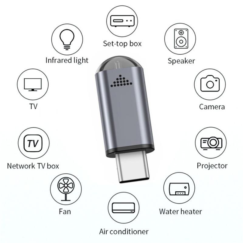 satin al mikro usb c tipi arabirim kablosuz kizilotesi uzaktan kumanda adaptoru akilli uygulama kontrolu telefon verici icin android telefonlar