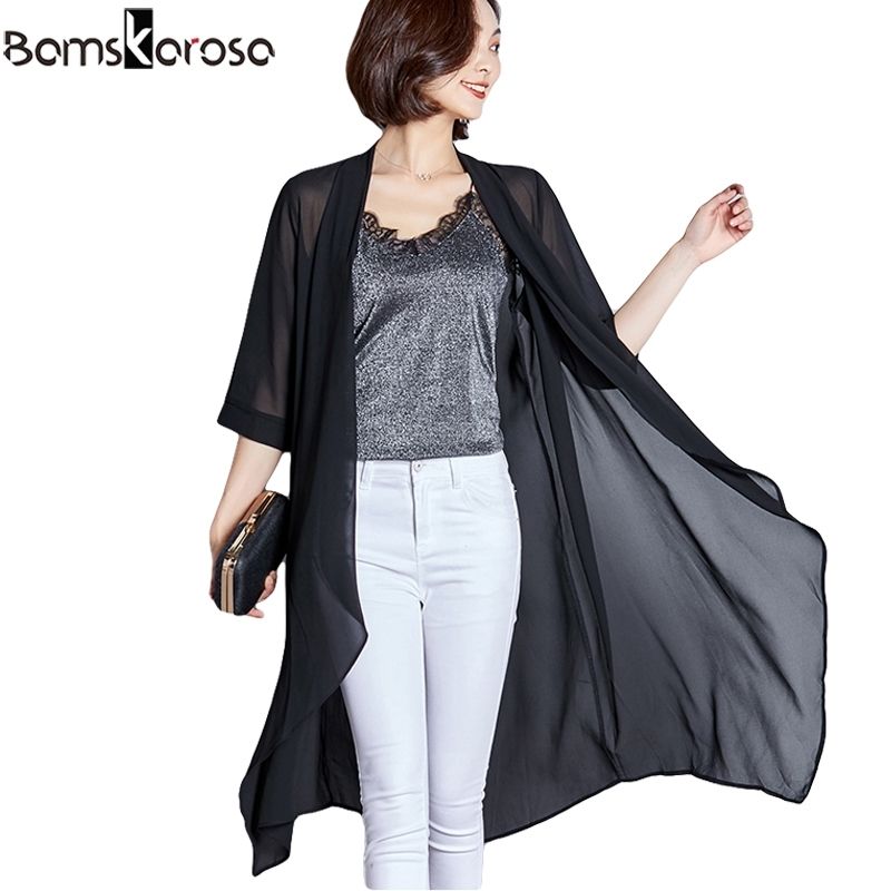 Compre Largo Negro Gasa Cardigan Verano Blusa De Verano Mujeres Kimono  Cardigan Plus Size Kimono Blusa Larga Hembra Kimonos Mujer Xxxl Y200622 A  10,28 € Del Shanye05 | Es.Dhgate.Com