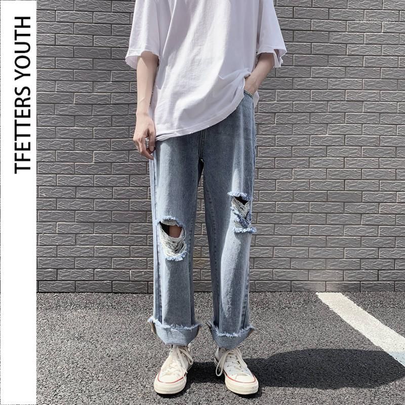 Compra Pantalones Vaqueros Para Hombres TFetters 2021 Ripped For Men Verano  Lavado Fino Angustiado Color Sólido Casual Vintage Agujero Pantalones De  Pierna Ancha1 Barato | Entrega Rápida Y Calidad | Es.Dhgate